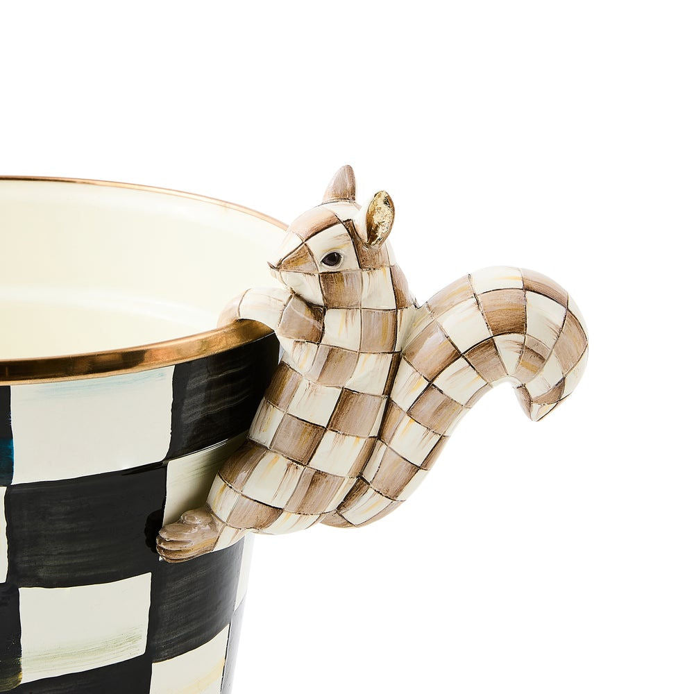 MacKenzie-Childs Mocha Check Squirrel Pot Climber