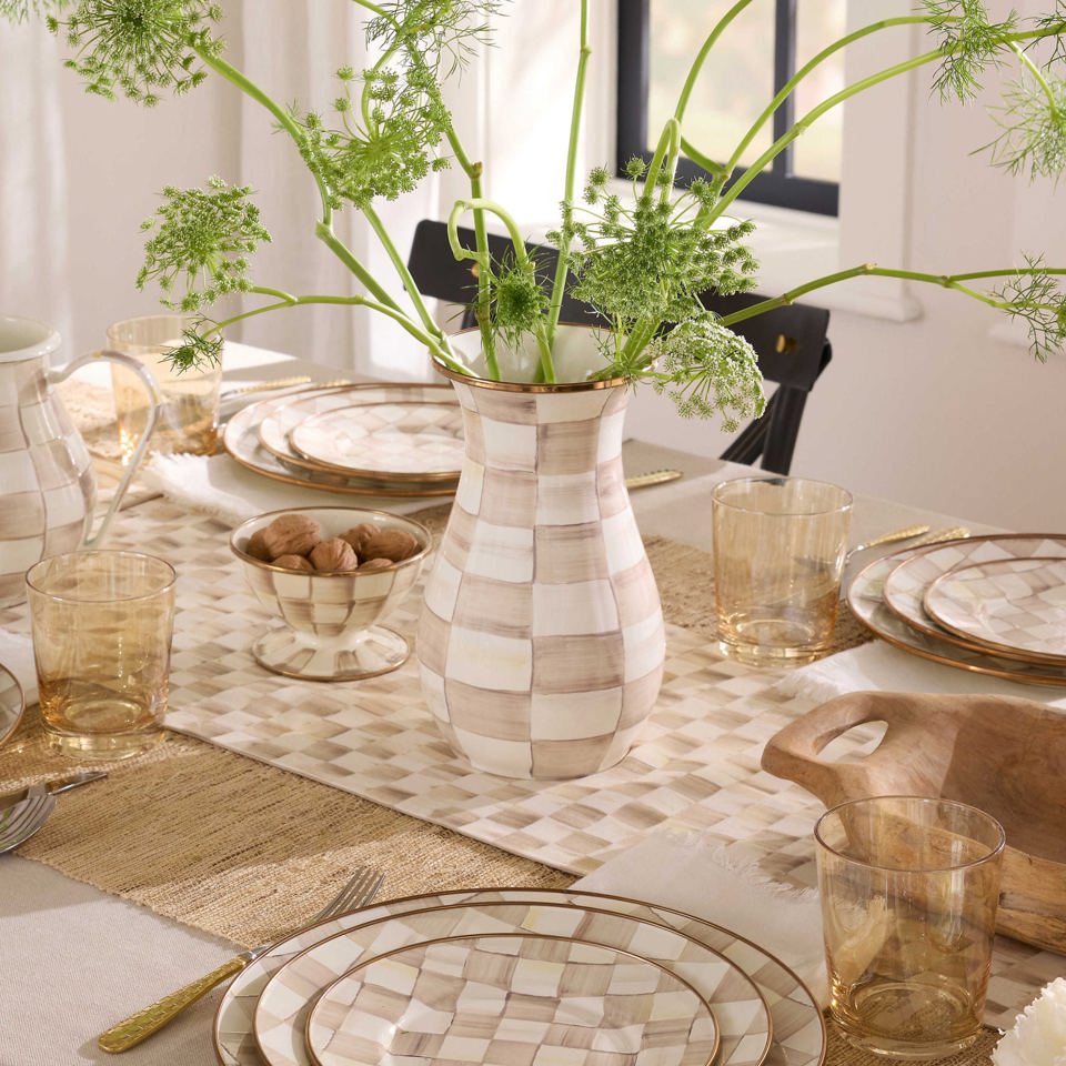 Mocha Check Tall Vase by MacKenzie - Childs - |VESIMI Design|
