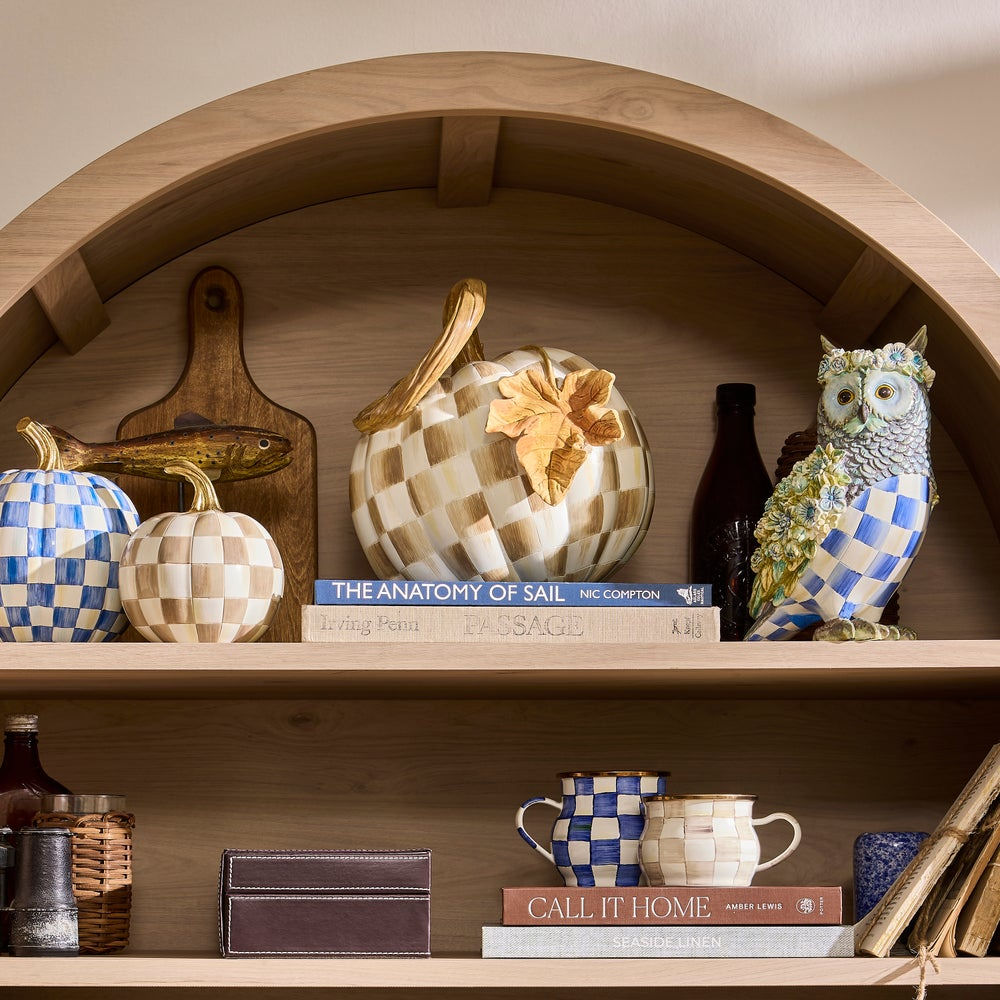 Mocha Check Twisted Stem Pumpkin by MacKenzie-Childs