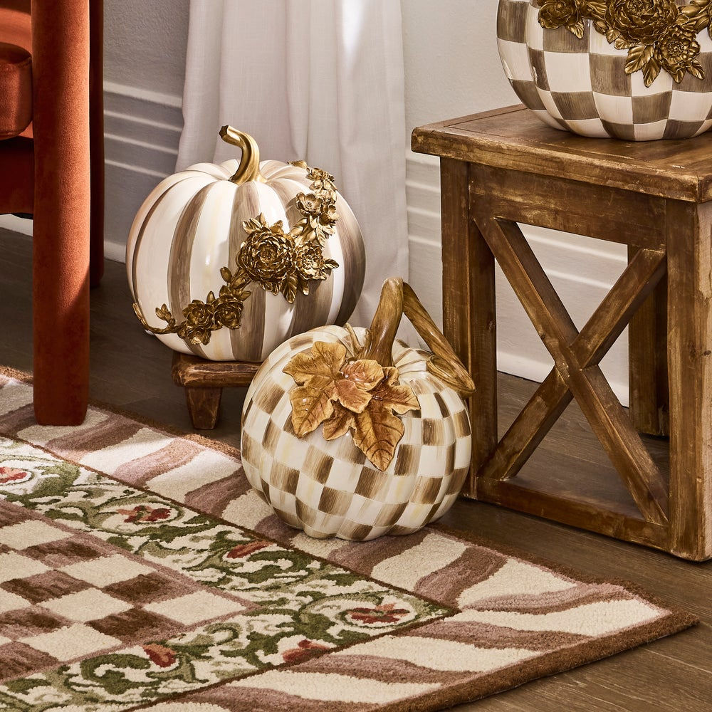 Mocha Check Twisted Stem Pumpkin by MacKenzie-Childs