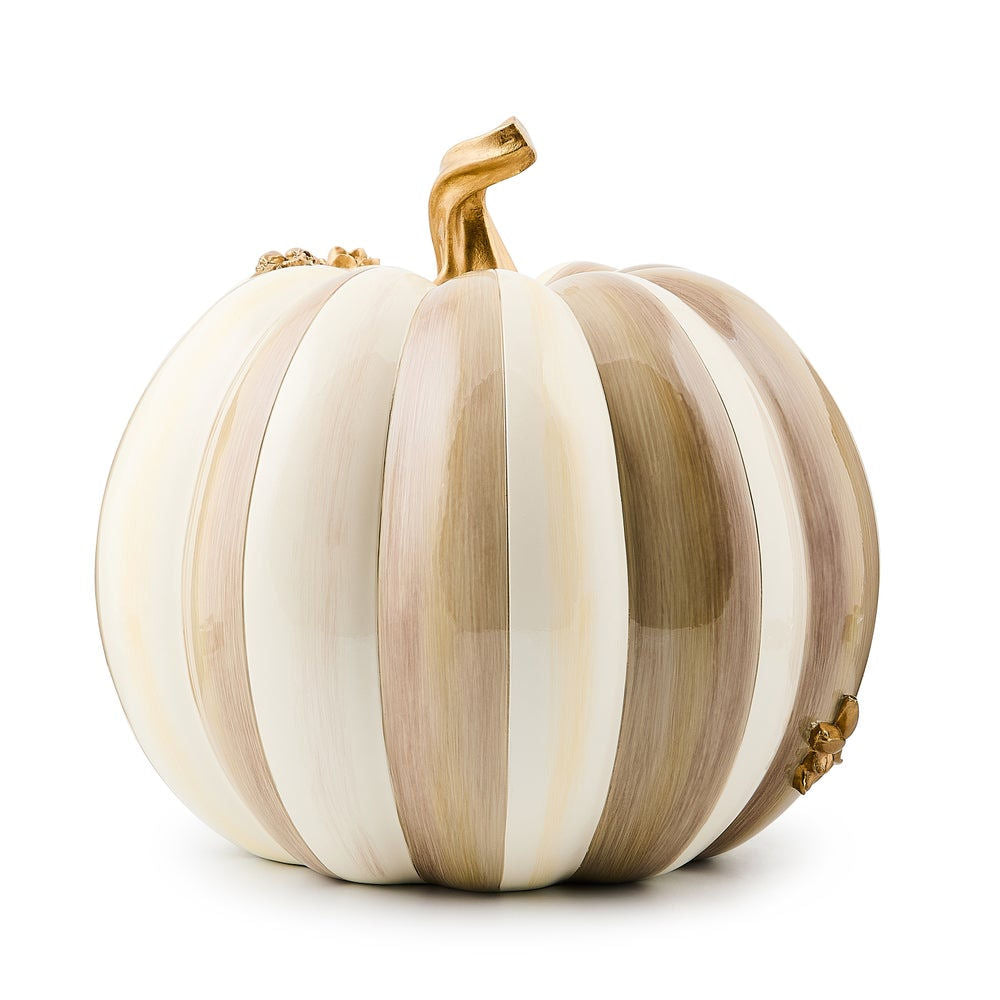 Mocha Stripe Floral Garland Pumpkin by MacKenzie-Childs