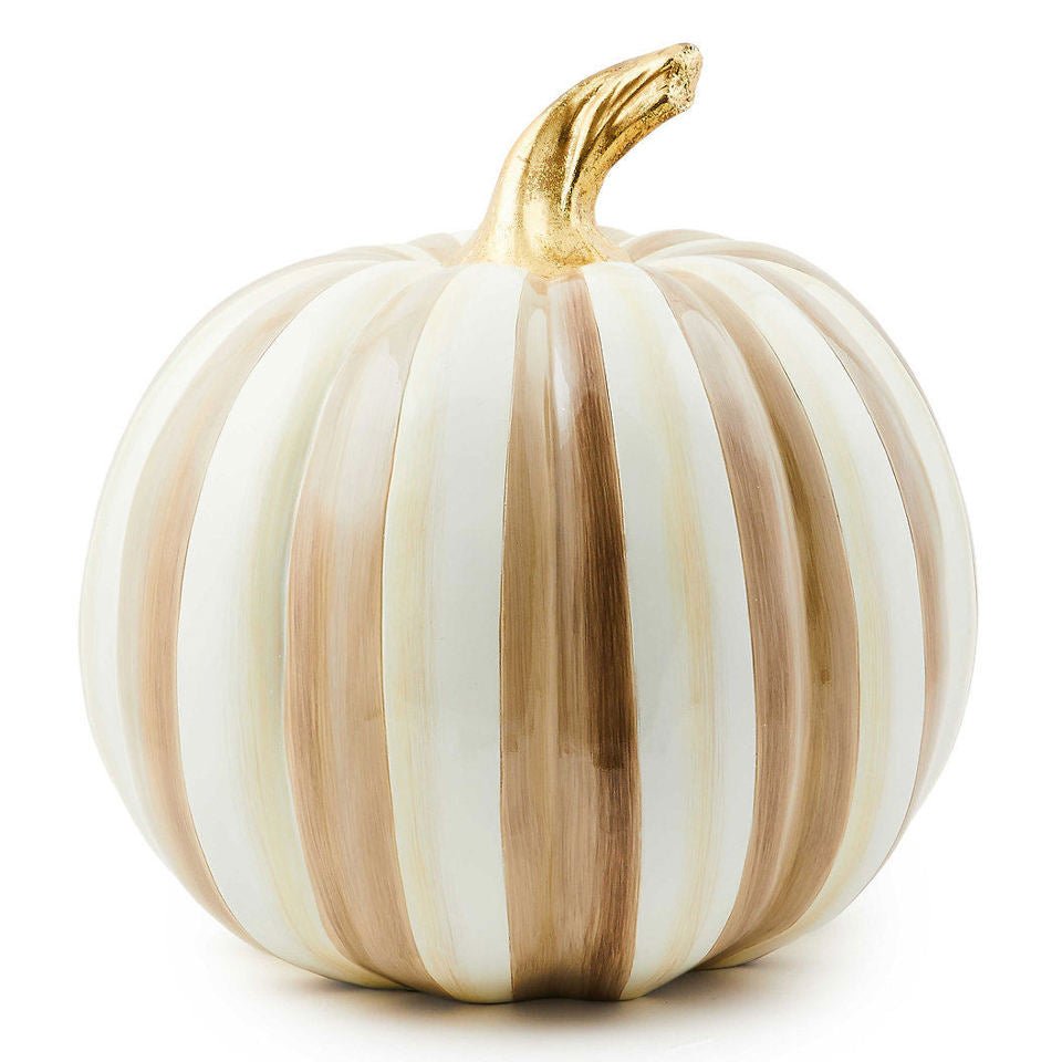 Mocha Stripe Medium Pumpkin - MacKenzie - Childs Halloween Decoration - |VESIMI Design| Luxury Bathrooms and Home Decor