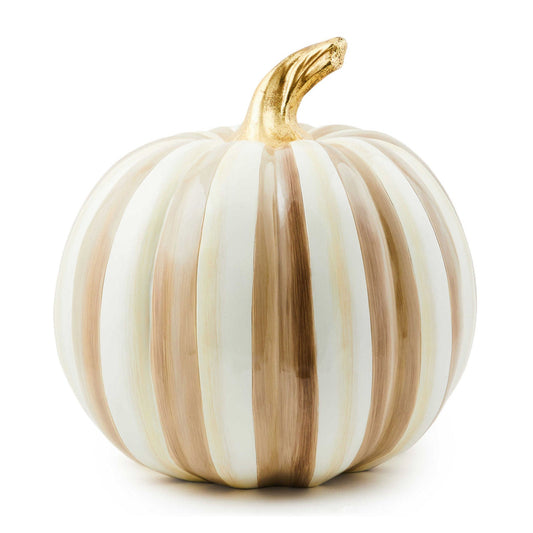 Mocha Stripe Medium Pumpkin - MacKenzie - Childs Halloween Decoration - |VESIMI Design| Luxury Bathrooms and Home Decor