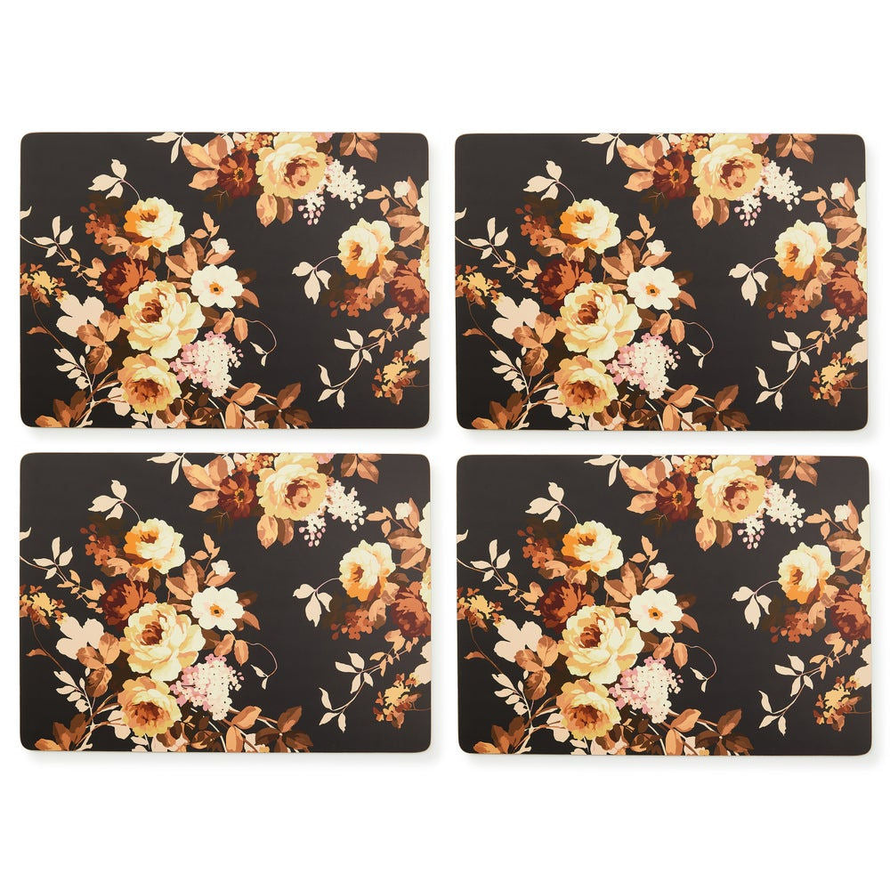 Mocha Wild Rose Cork Back Placemats, Set of 4 by MacKenzie-Childs