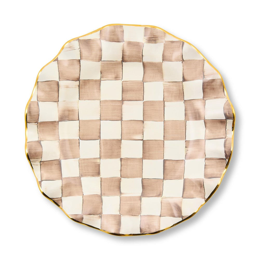 Mocha Check Ceramic Fluted Dinner Plate by MacKenzie-Childs