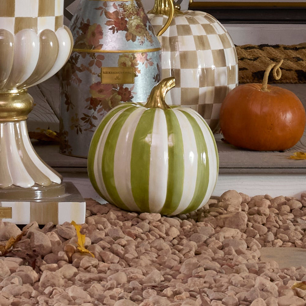 Moss Stripe Medium Pumpkin by MacKenzie-Childs