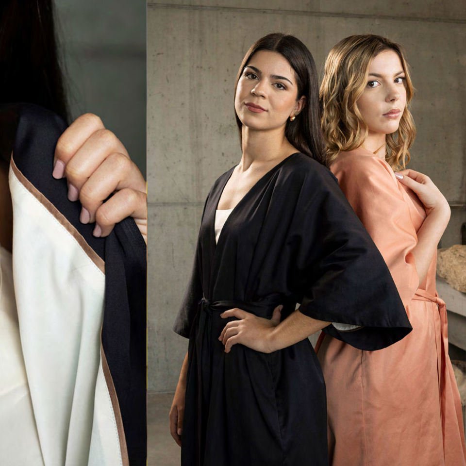 NARA Sateen 100% Egyptian Cotton Bath Robe by Celso de Lemos - |VESIMI Design|