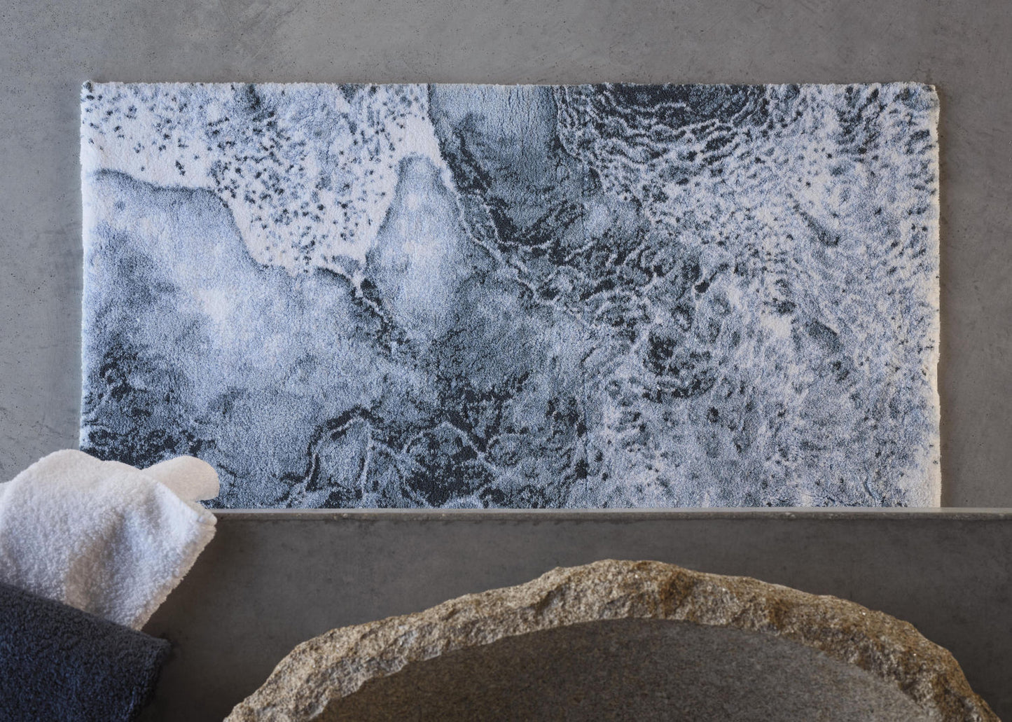 Luxury Blue Egyptian Cotton Bathroom Rug NAZARÉ by Abyss & Habidecor