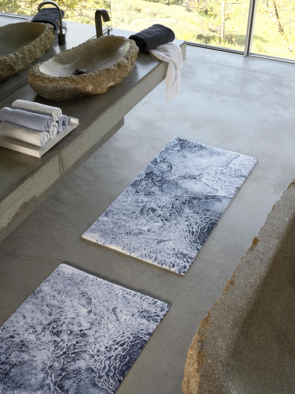 Luxury Blue Egyptian Cotton Bathroom Rug NAZARÉ by Abyss & Habidecor
