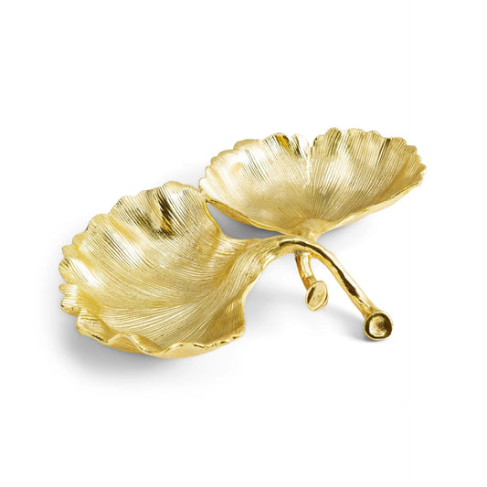 New Leaves Ginkgo Double Compartment Dish by Michael Aram - |VESIMI Design| Luxury Bathrooms and Home Decor