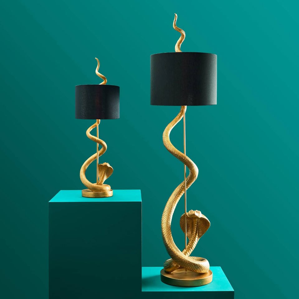 Antique Gold Snake Floor Lamp Simon