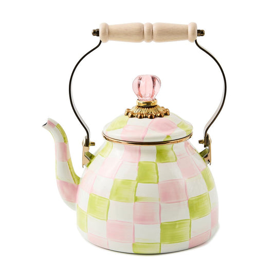 Palm Beach Check 2 Quart Tea Kettle - MacKenzie-Childs limited collection