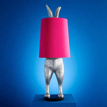 Large Floor Lamp Hiding Rabbit, Silver/Pink