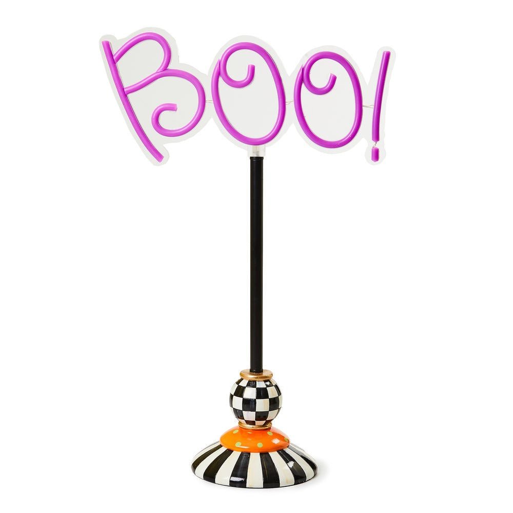 Pedestal Illuminated Neon Boo Sign by MacKenzie-Childs – |VESIMI Design|