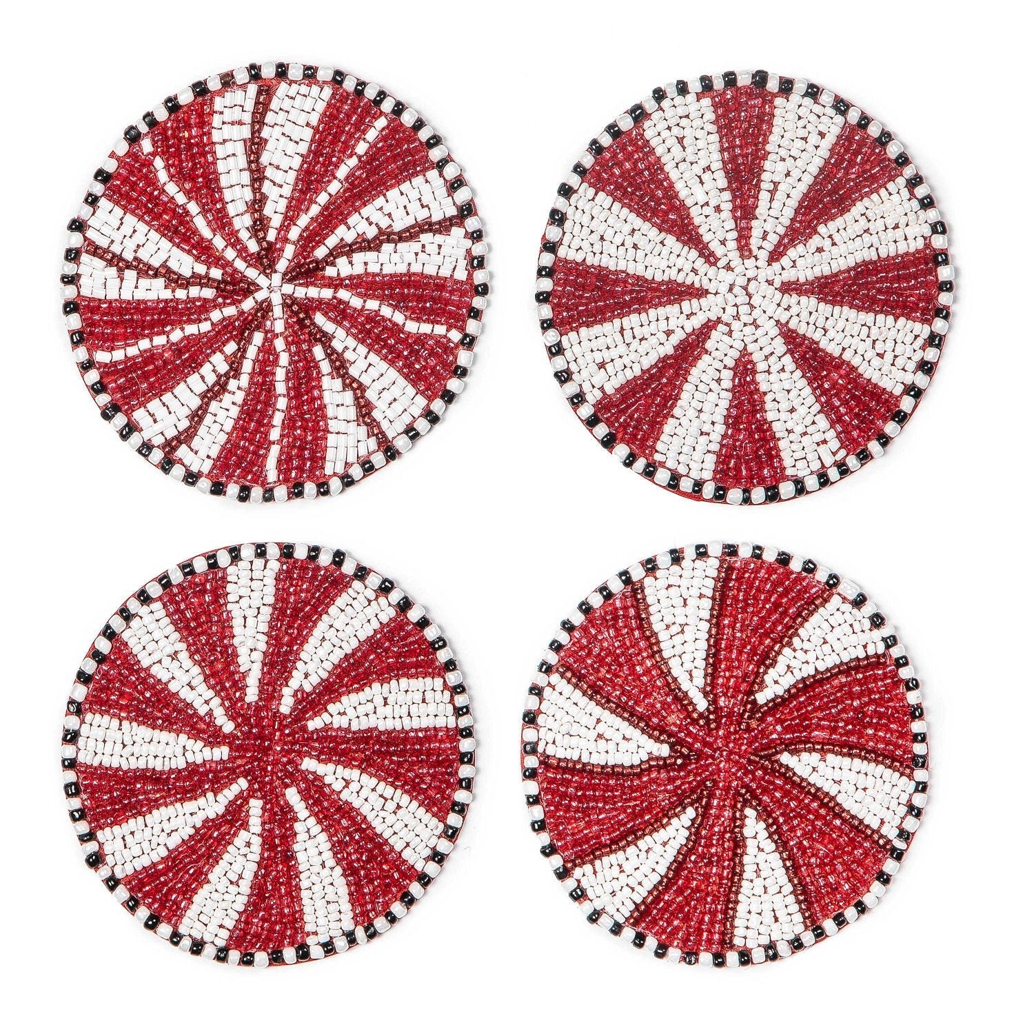 Peppermint Beaded Coasters, Set of 4 - |VESIMI Design| Luxury Bathrooms and Home Decor