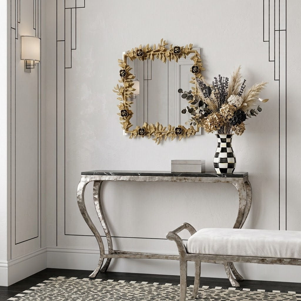 Petal Square Gold Wall Mirror