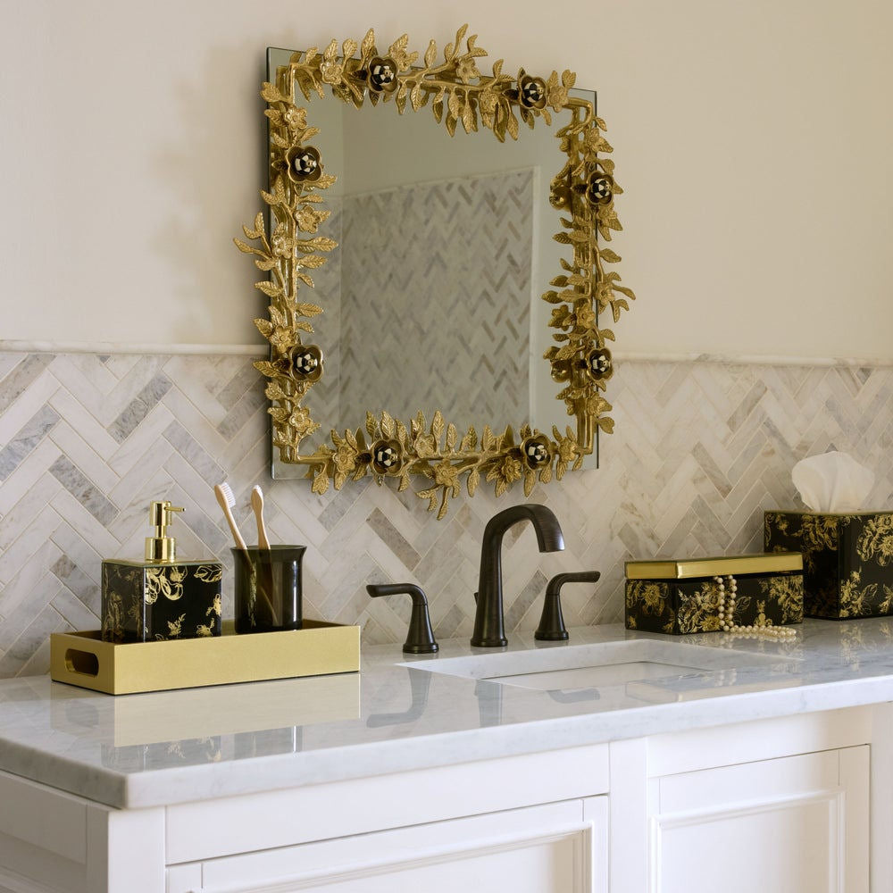 Petal Square Gold Wall Mirror