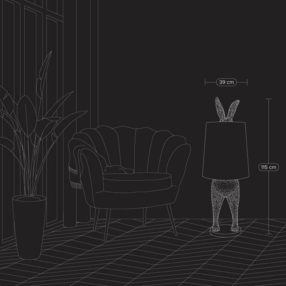 Large Floor Lamp Hiding Rabbit, Silver/Black