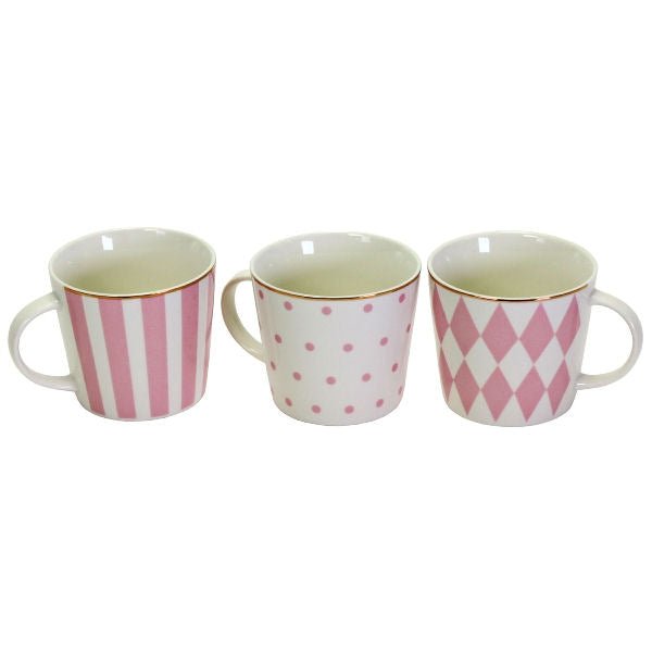 Pink and White Coffee or Tea Mugs Favorite, set of 3 - |VESIMI Design| Luxury Bathrooms and Home Decor