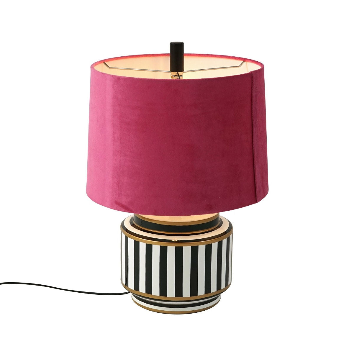 Tiffany Table Lamp Black and White with Pink Shade