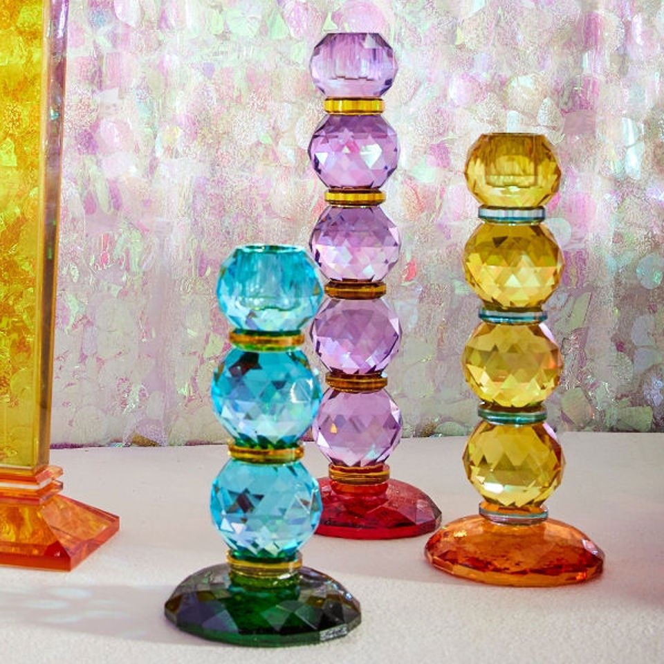 Pink/Red Fancy Christmas Crystal Glass Candle Holder - |VESIMI Design|