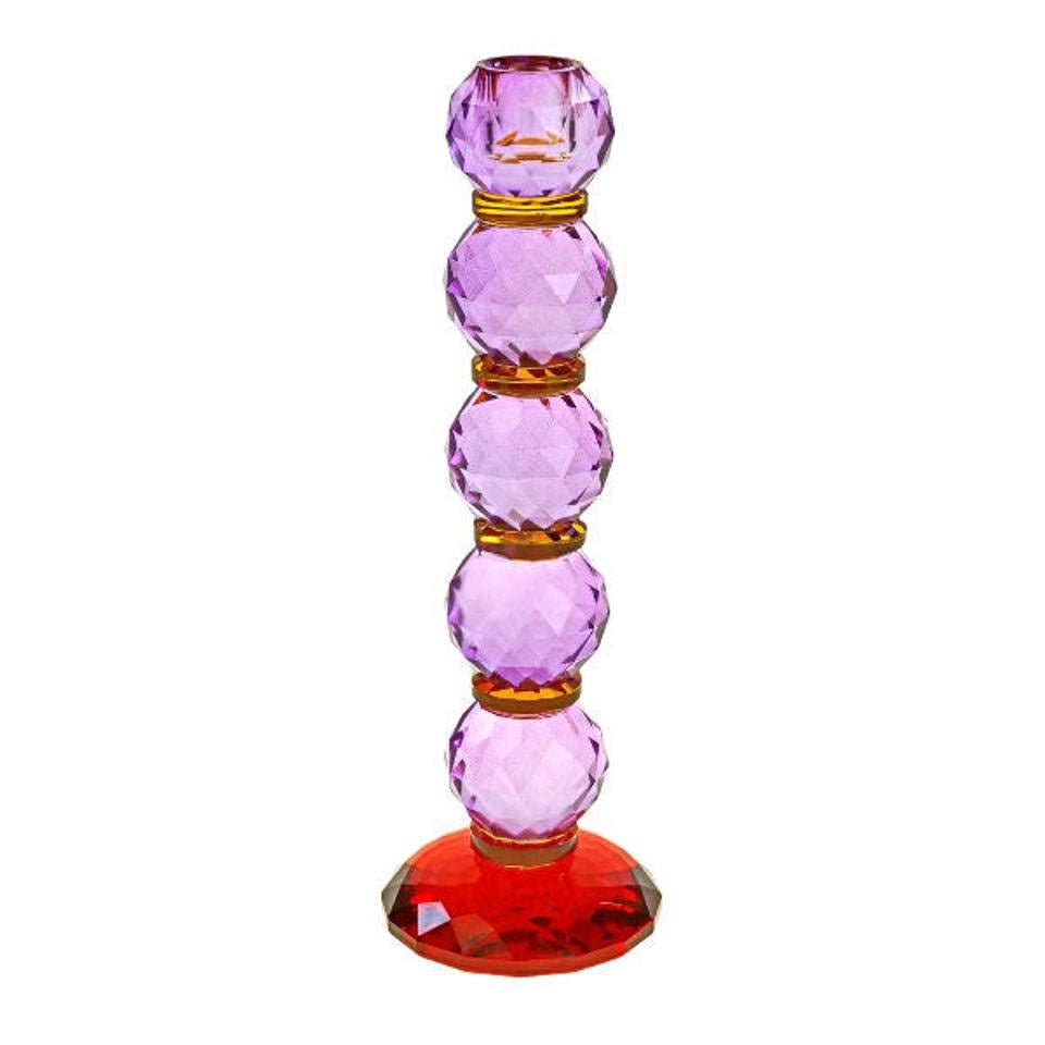 Pink/Red Fancy Christmas Crystal Glass Candle Holder - |VESIMI Design|