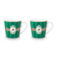 Pip Studio Large Love Birds Medallion Stripes Emerald Green Gift Box - 2 Mugs Set