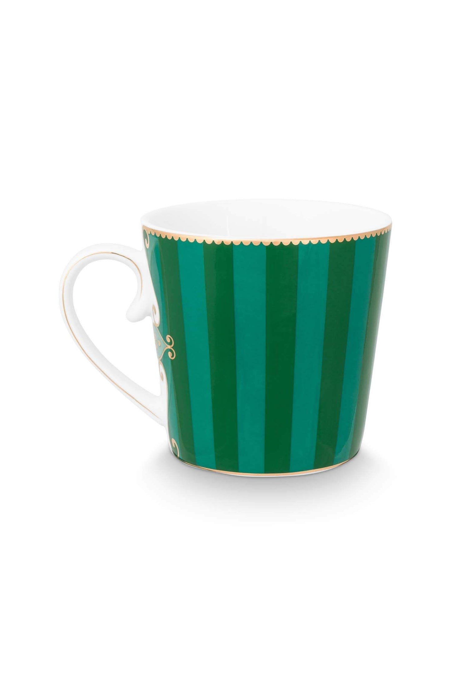 Pip Studio Large Love Birds Medallion Stripes Emerald Green Gift Box - 2 Mugs Set