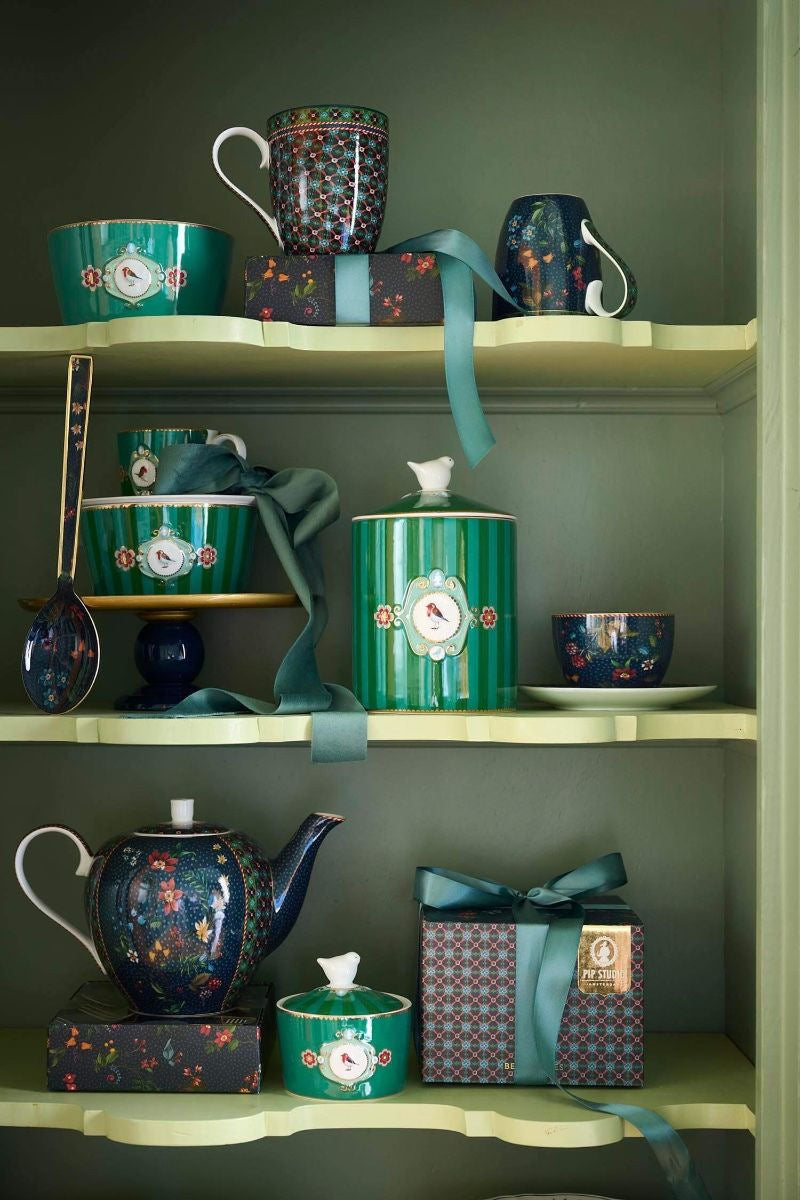 Storage Jar Love Birds Medallion Stripes Emerald/Green - Pip Studio
