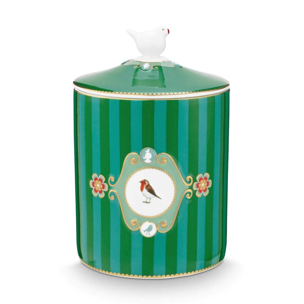 Storage Jar Love Birds Medallion Stripes Emerald/Green - Pip Studio