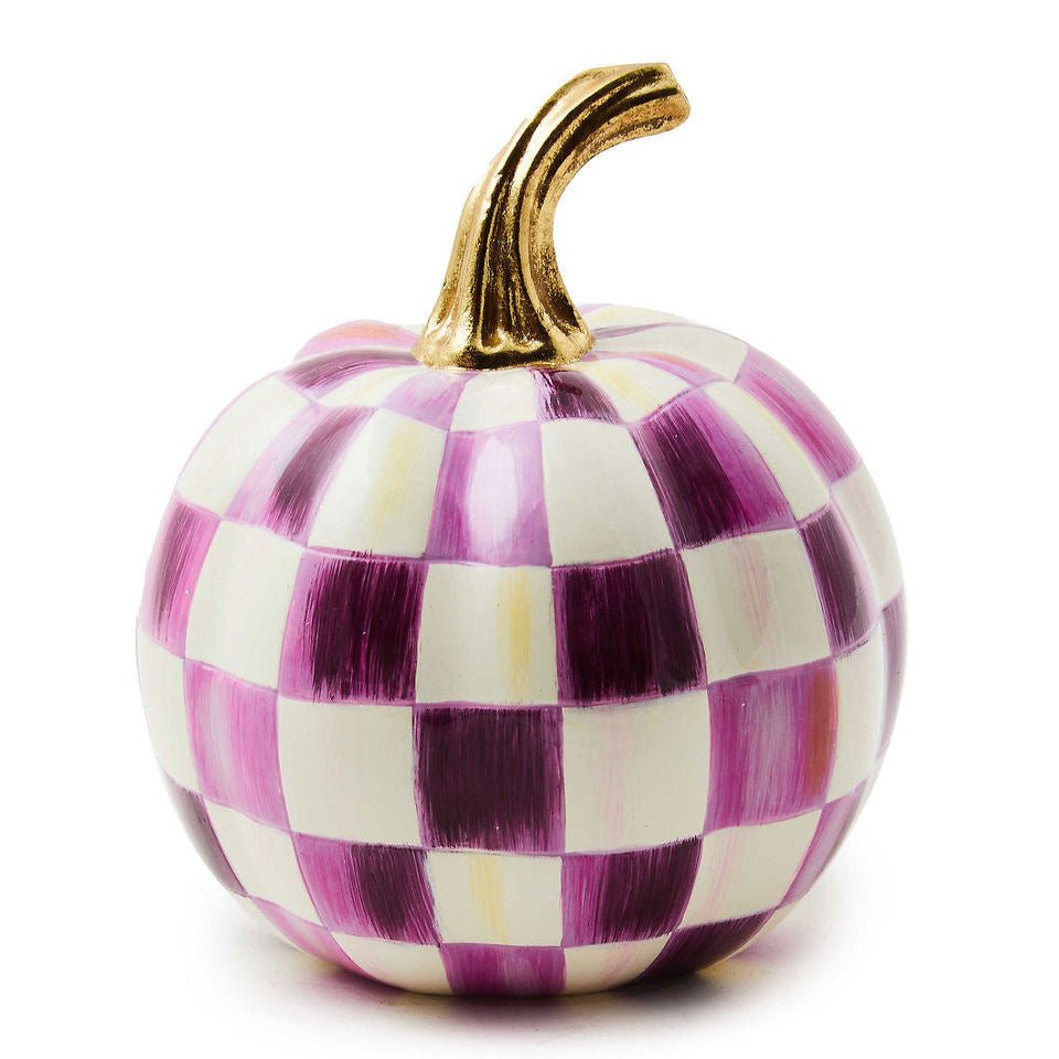 Plum Check Mini Pumpkin - MacKenzie - Childs Halloween decoration - |VESIMI Design| Luxury Bathrooms and Home Decor