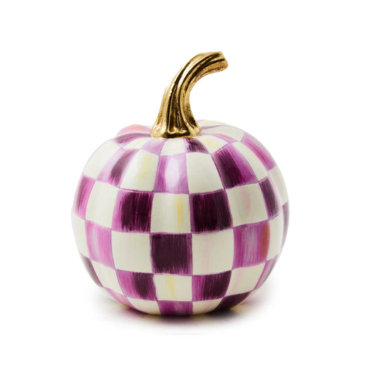 Plum Check Mini Pumpkin - MacKenzie - Childs Halloween decoration - |VESIMI Design| Luxury Bathrooms and Home Decor