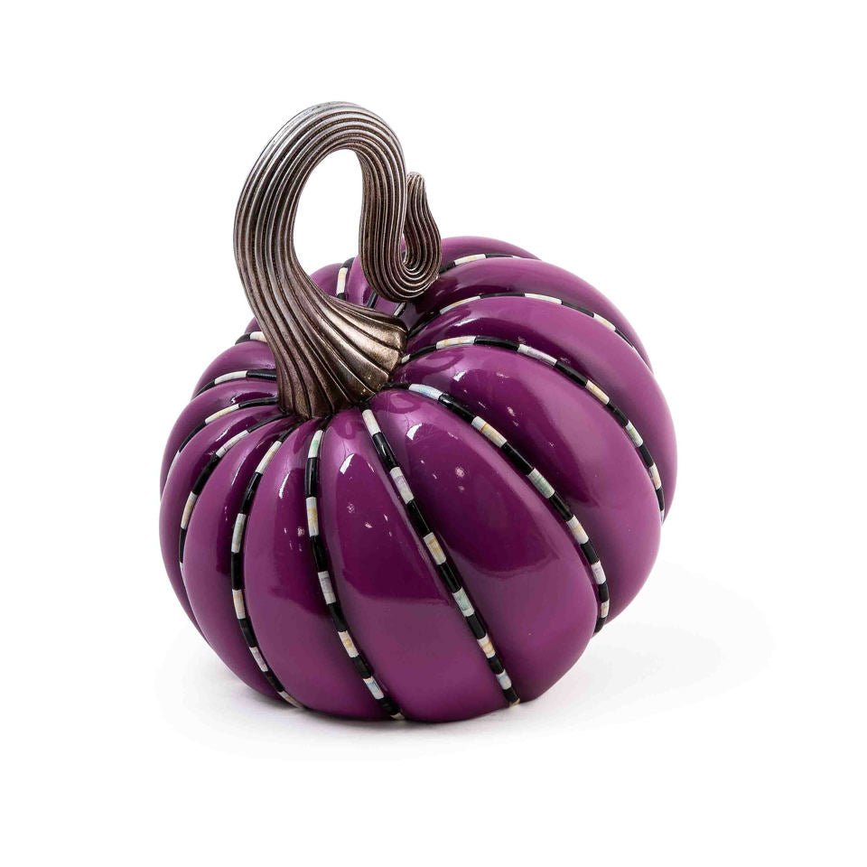 Plum Piped Pumpkin - MacKenzie - Childs Halloween Decoration - |VESIMI Design| Luxury Bathrooms and Home Decor