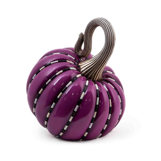 Plum Piped Pumpkin - MacKenzie - Childs Halloween Decoration - |VESIMI Design| Luxury Bathrooms and Home Decor