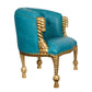 Pool Blue & Gold Mahogany Heavy Carved Armchair - |VESIMI Design| Luxury Bathrooms and Home Decor