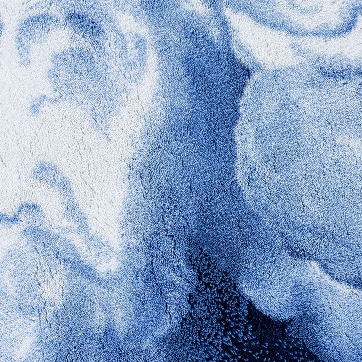 White & Powder Blue Egyptian Cotton Bath Mat Walker by Abyss & Habidecor