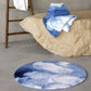 White & Powder Blue Egyptian Cotton Bath Mat Walker by Abyss & Habidecor