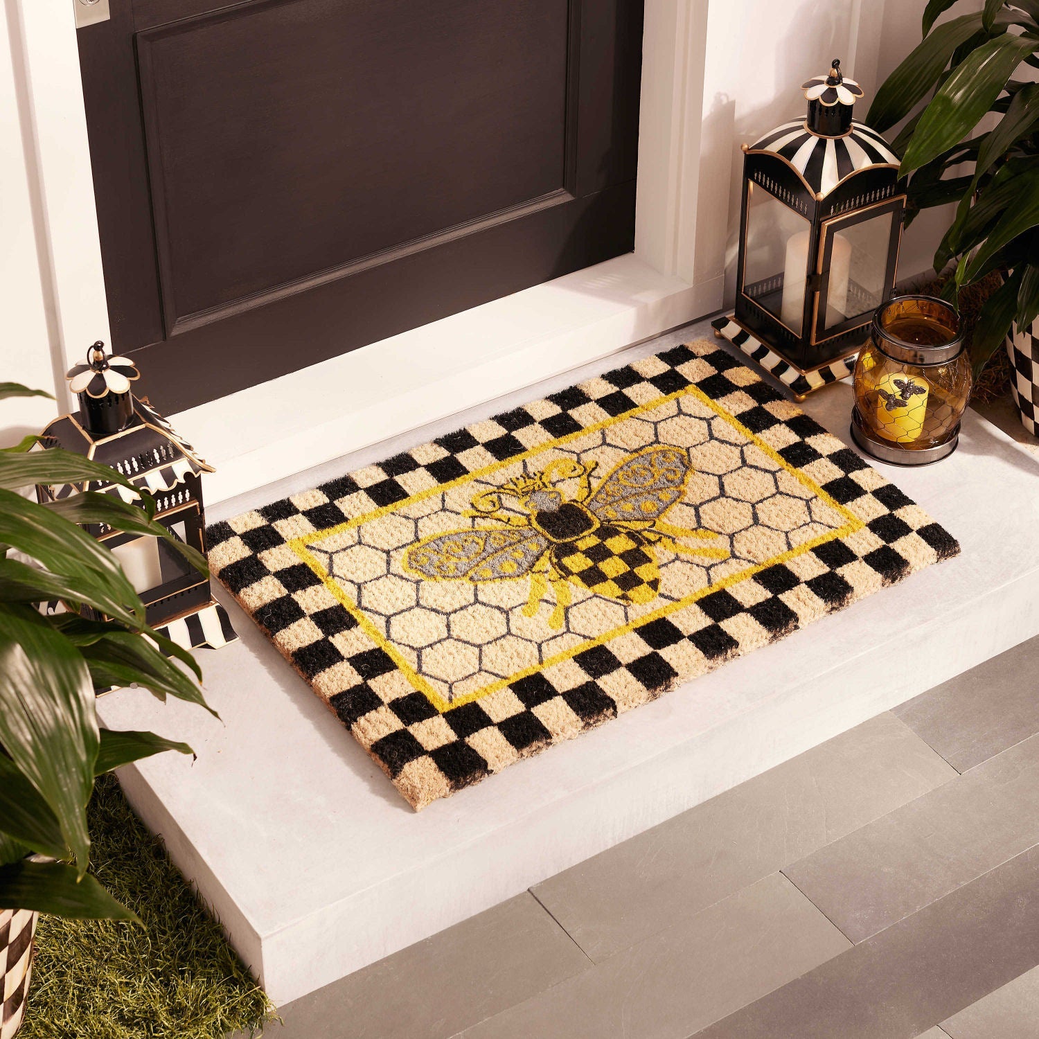 Queen Bee Entrance Mat by MacKenzie - Childs - |VESIMI Design| Luxury Bathrooms and Home Decor