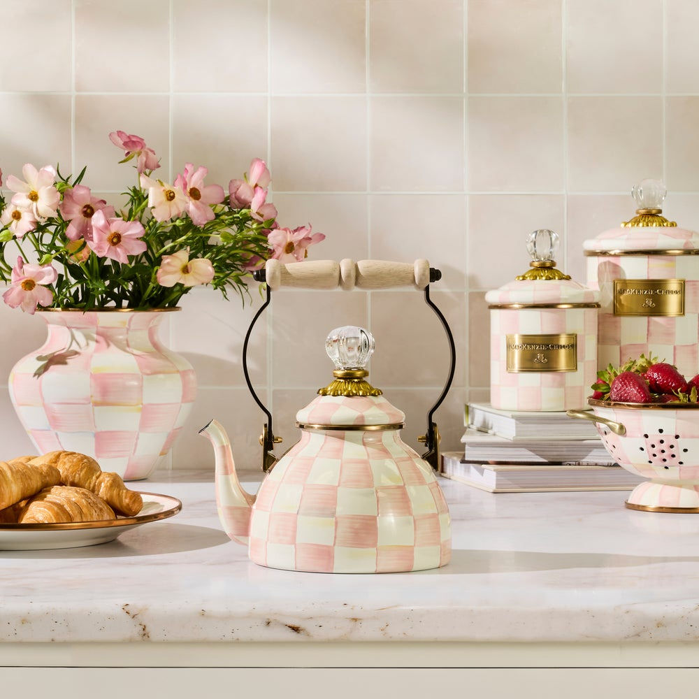 Rosy Check 1 Quart MINI Tea Kettle by MacKenzie-Childs