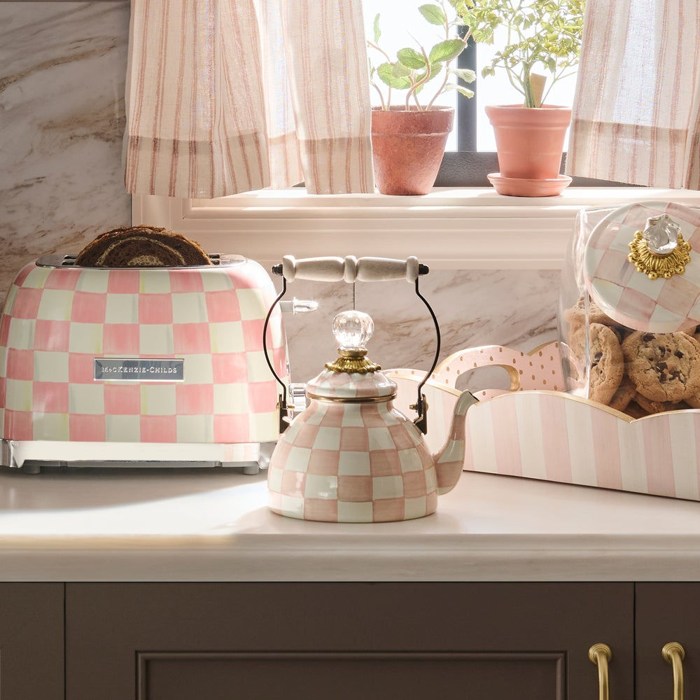 Rosy Check 1 Quart MINI Tea Kettle by MacKenzie-Childs