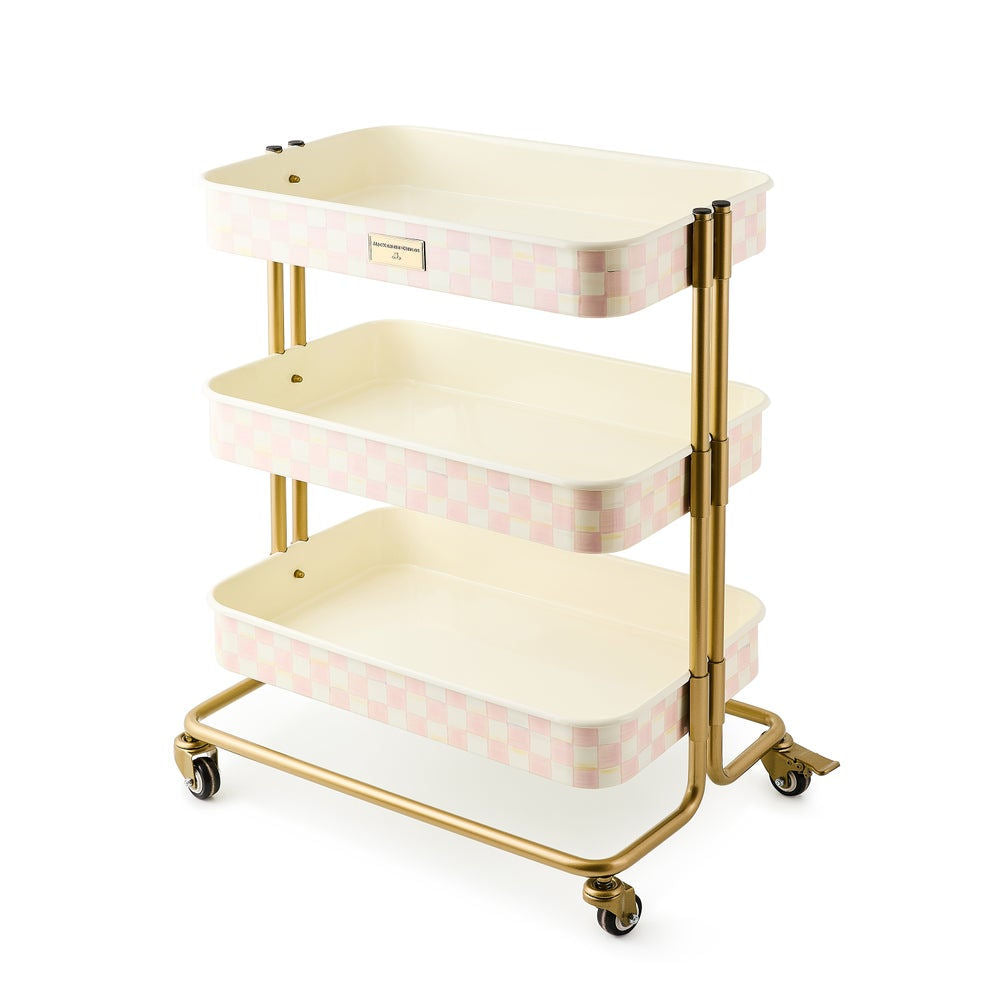 Mackenzie-Childs Rosy Check 3-Tier Kitchen Cart
