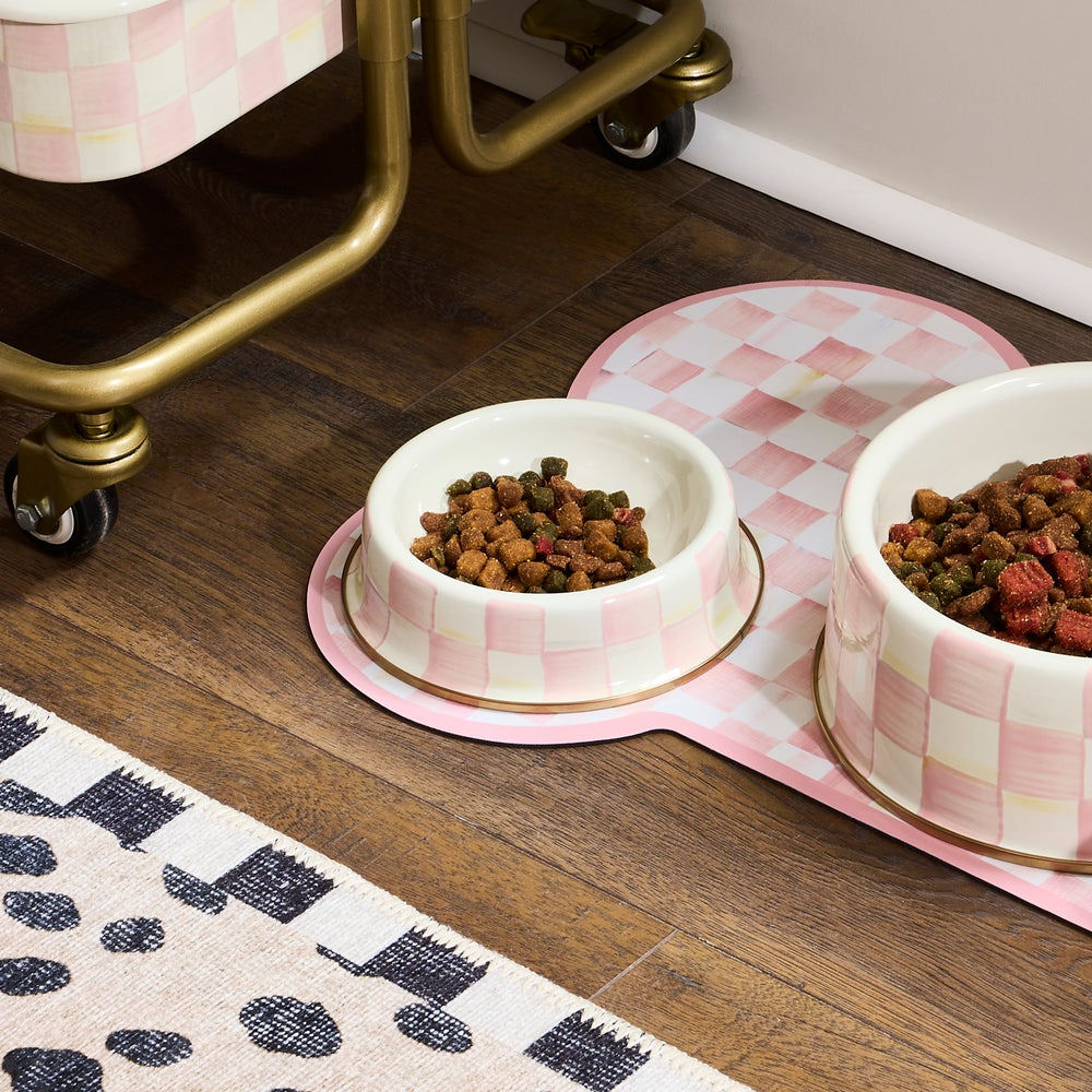 Rosy Check Cat Dish by Mackenzie-Childs