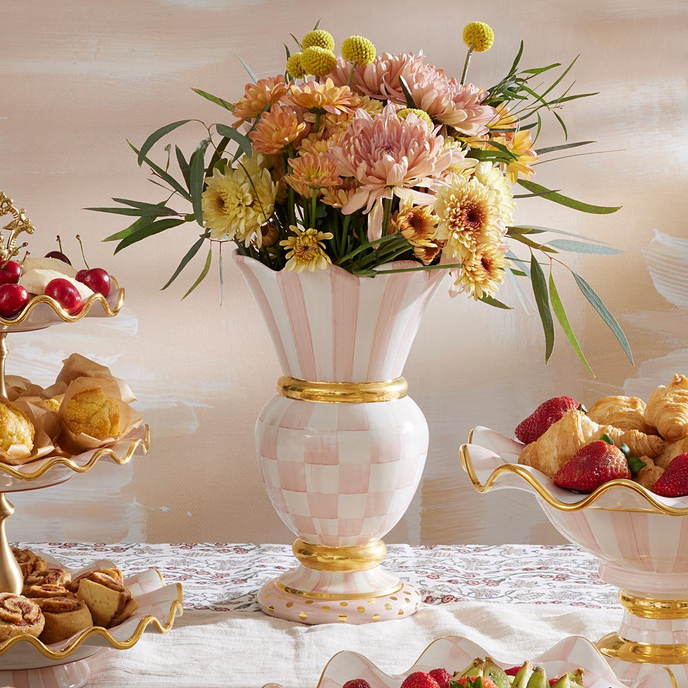 Rosy Check Ceramic Great Vase by MacKenzie-Childs