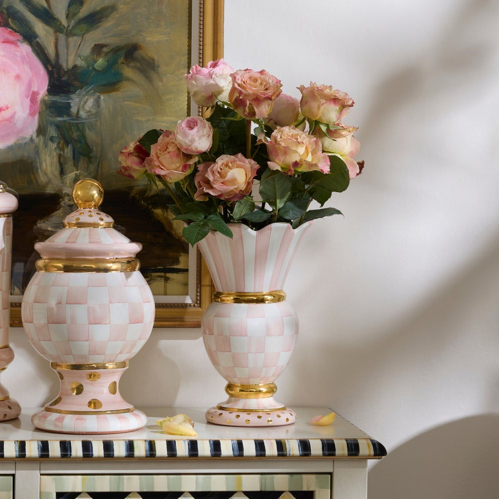 Rosy Check Ceramic Great Vase by MacKenzie-Childs