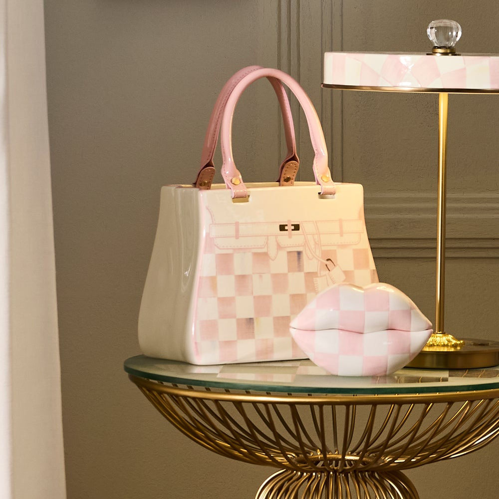Rosy Check Doodles Handbag Vase by Mackenzie-Childs