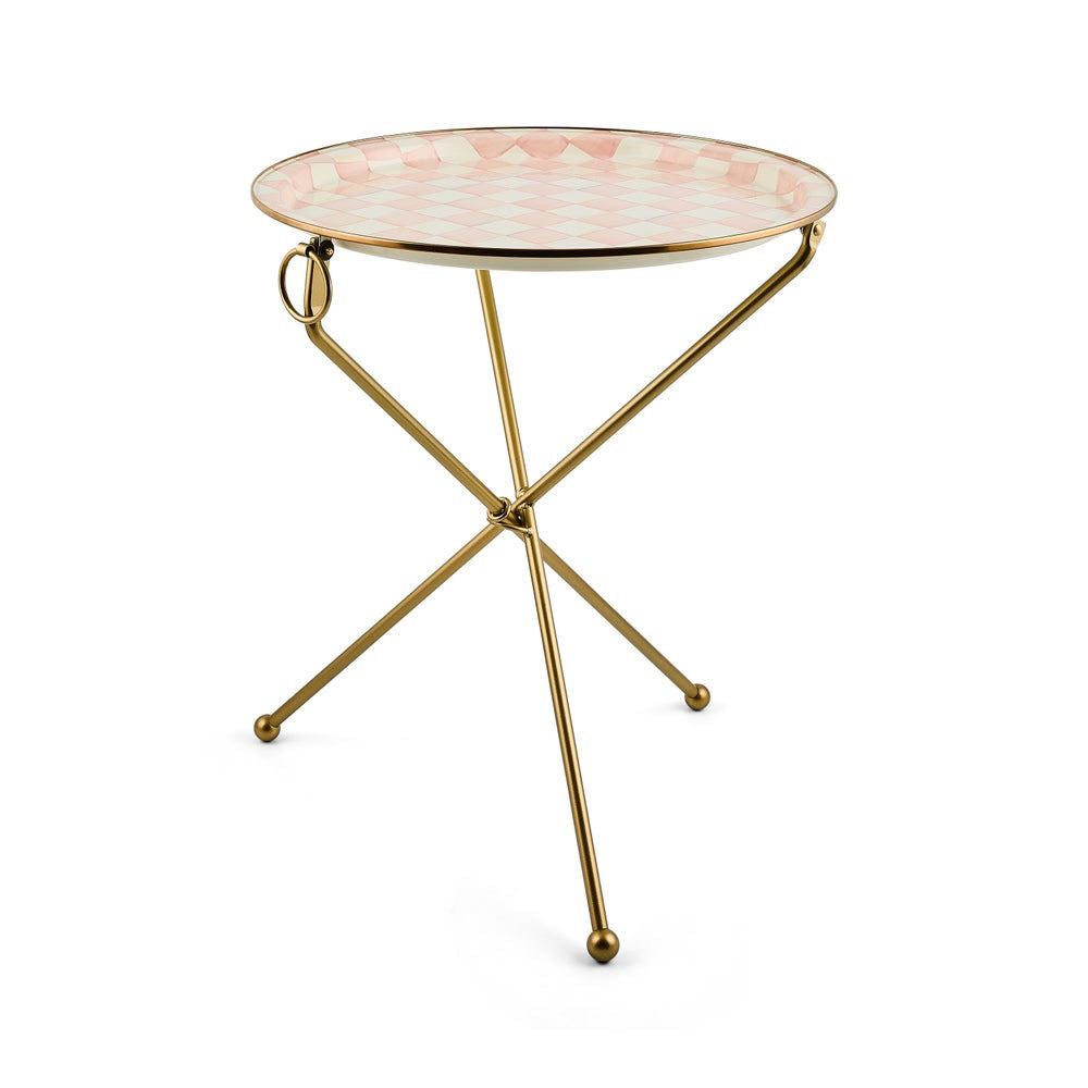 Emaille bijzettafel Rosy Check Tilt