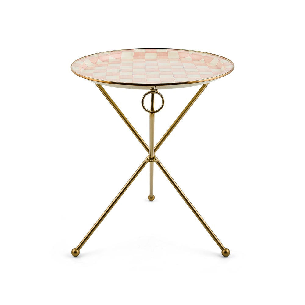 Emaille bijzettafel Rosy Check Tilt