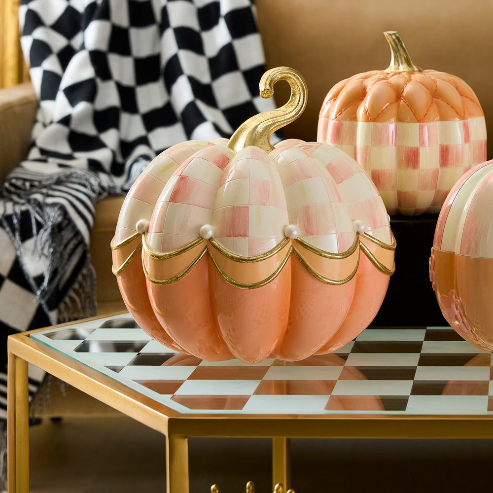 Rosy Check Fairytale Swag Pumpkin by MacKenzie-Childs
