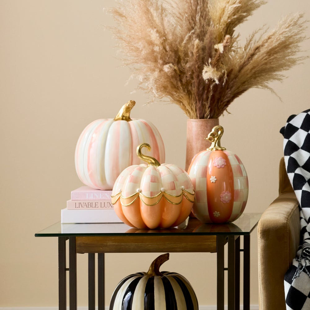 Rosy Check Fairytale Swag Pumpkin by MacKenzie-Childs