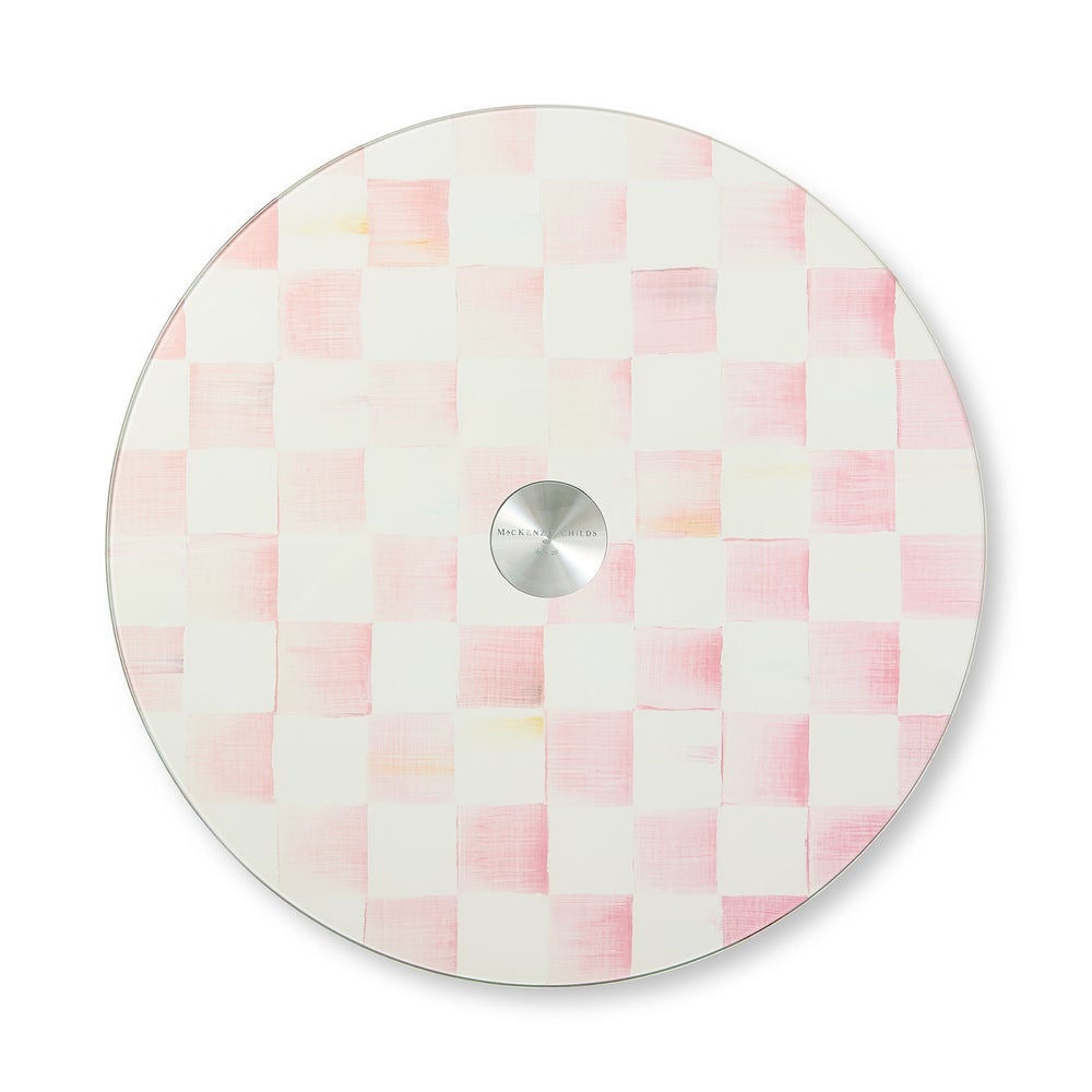 Rosy Check Glass Lazy Susan, Rotating Serving Board